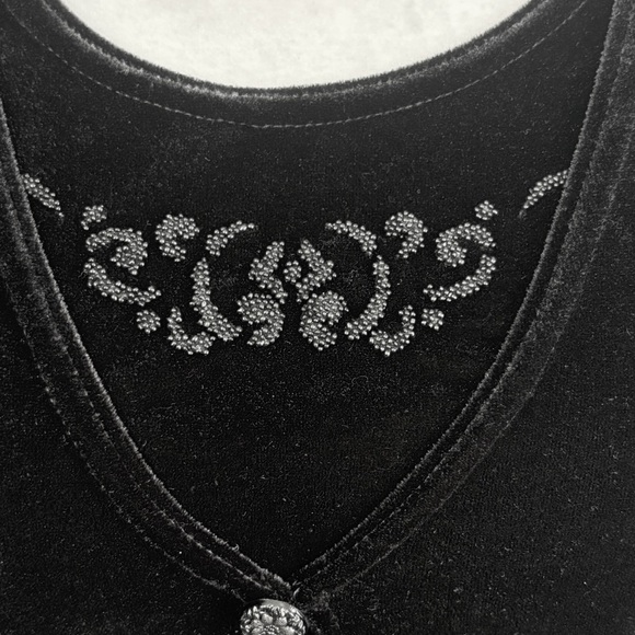 Vintage Y2K Impressions Millennium Black Velvet Beaded Layered Top XL - Picture 6 of 15